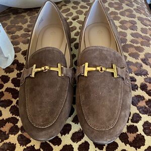 Giani Bernini Brown Suede Loafers with Gold Bit